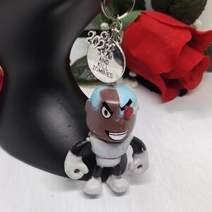 Teen Titans Cyborg Keep Calm and Kill Zombies keychain DC Comics